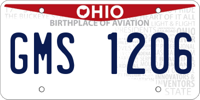 OH license plate GMS1206