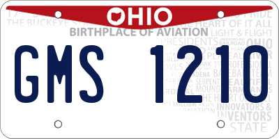 OH license plate GMS1210