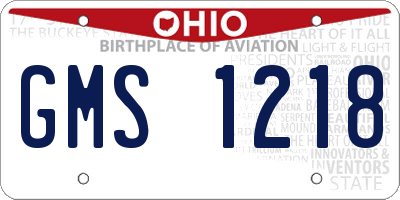 OH license plate GMS1218