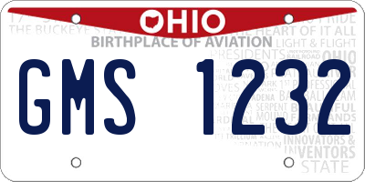 OH license plate GMS1232