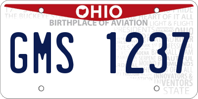 OH license plate GMS1237