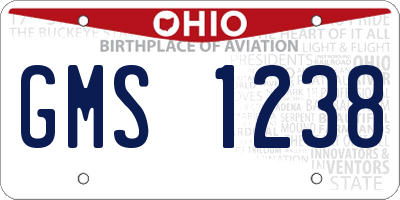 OH license plate GMS1238