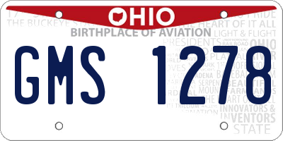 OH license plate GMS1278