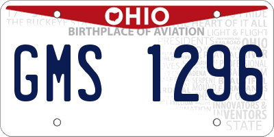 OH license plate GMS1296