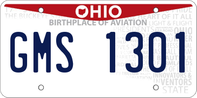 OH license plate GMS1301