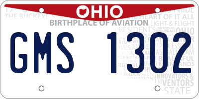 OH license plate GMS1302