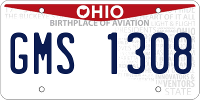 OH license plate GMS1308