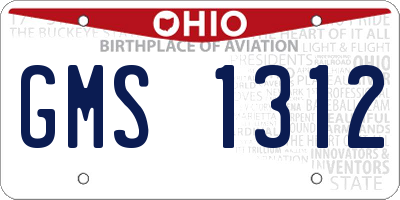 OH license plate GMS1312