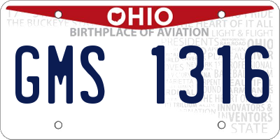 OH license plate GMS1316