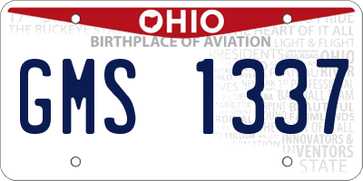 OH license plate GMS1337