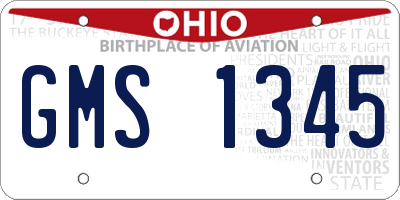 OH license plate GMS1345