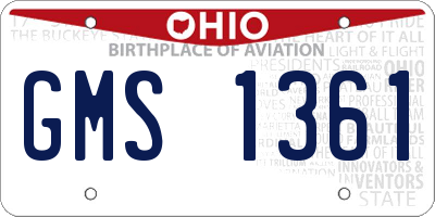 OH license plate GMS1361