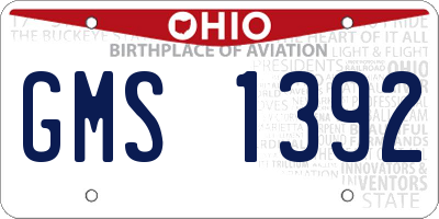 OH license plate GMS1392
