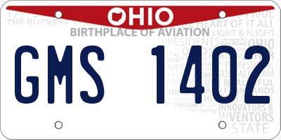 OH license plate GMS1402