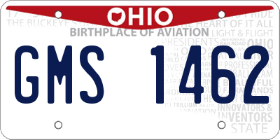 OH license plate GMS1462