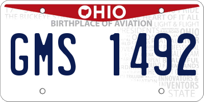 OH license plate GMS1492