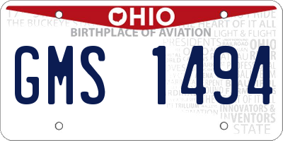 OH license plate GMS1494