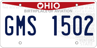 OH license plate GMS1502