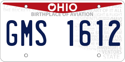 OH license plate GMS1612