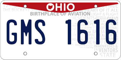 OH license plate GMS1616