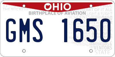 OH license plate GMS1650