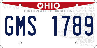 OH license plate GMS1789