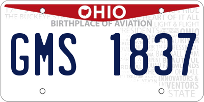 OH license plate GMS1837