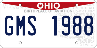 OH license plate GMS1988
