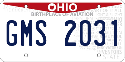 OH license plate GMS2031