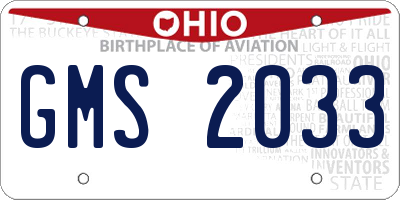 OH license plate GMS2033