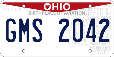 OH license plate GMS2042