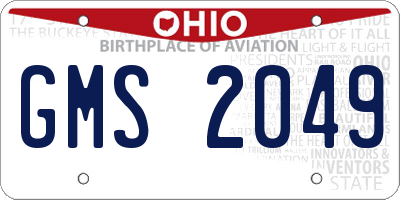 OH license plate GMS2049