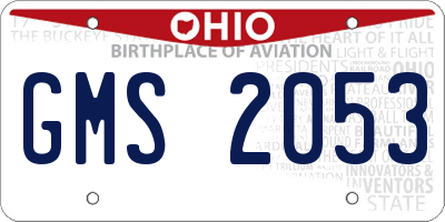 OH license plate GMS2053