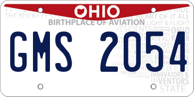 OH license plate GMS2054