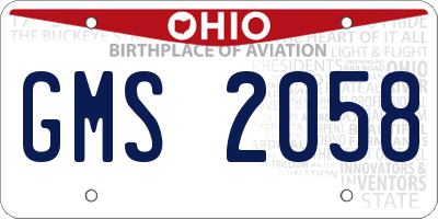 OH license plate GMS2058
