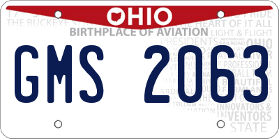 OH license plate GMS2063