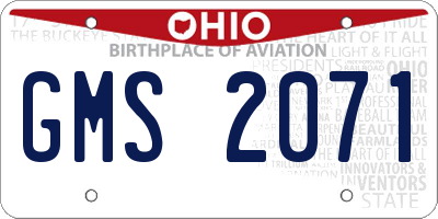 OH license plate GMS2071