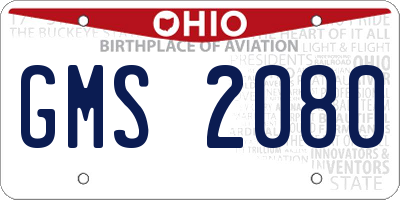 OH license plate GMS2080