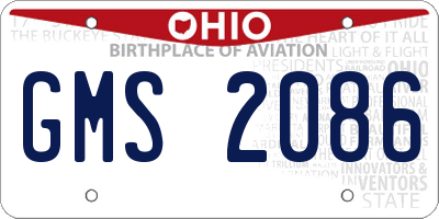 OH license plate GMS2086