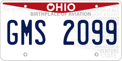 OH license plate GMS2099