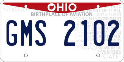 OH license plate GMS2102