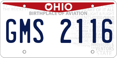 OH license plate GMS2116