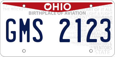 OH license plate GMS2123