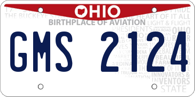 OH license plate GMS2124