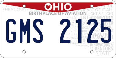 OH license plate GMS2125