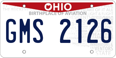 OH license plate GMS2126