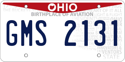 OH license plate GMS2131