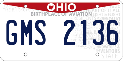 OH license plate GMS2136