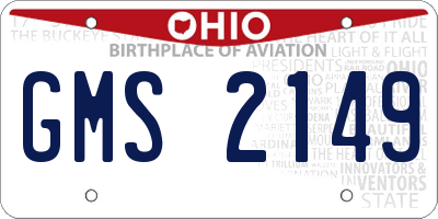 OH license plate GMS2149