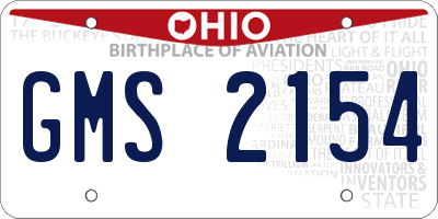 OH license plate GMS2154